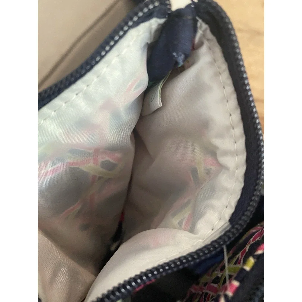 New Vera Bradley Plaid‎ Quilted Cosmetic Duo Navy Pink Blue Geometric & Floral